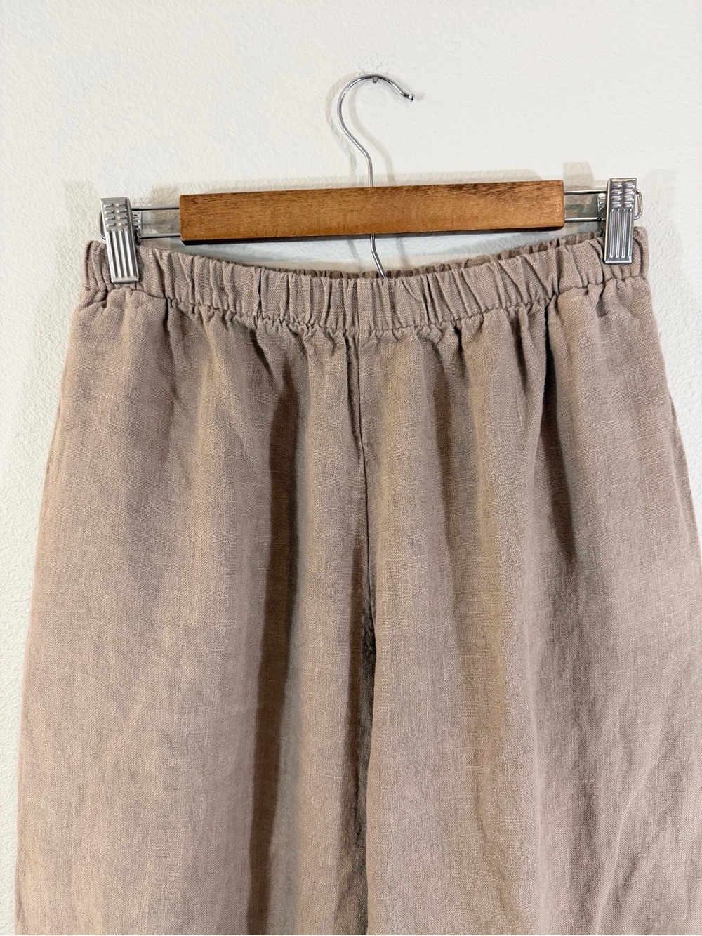 Bryn Walker Wide Leg Crop Linen Pants XS Light Taupe Brown Lagenlook Minimalist - Picture 2 of 9
